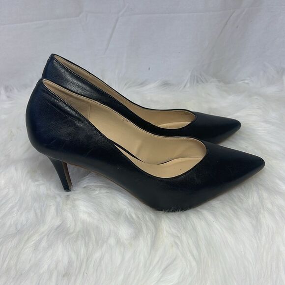 Sole Society Luneira Black Leather Stiletto Pointed Toe Heels Sz 7 - Picture 4 of 8